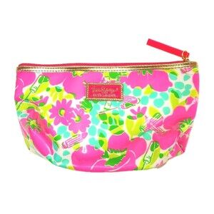 Lilly Pulitzer x Estée Lauder Pink Floral Makeup Bag Small Zip Cosmetic Pouch